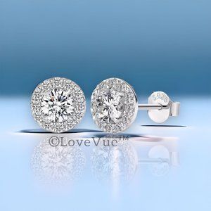 Certified 1ct. t.w. Diamond Round Halo Brilliant Cut Stud Earrings